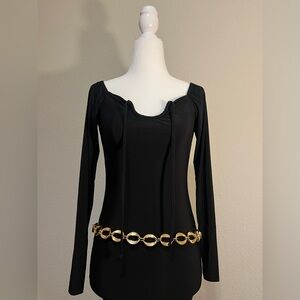 Nasty Gal Black Tie Front Long Sleeve Bodycon Mini Dress 🖤